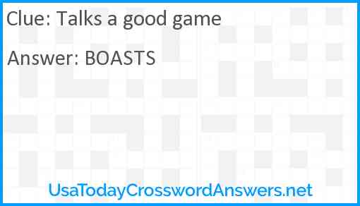 Talks a good game Answer