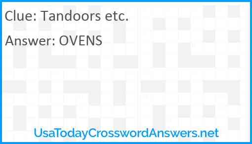 Tandoors etc. Answer