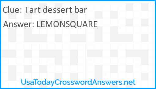 Tart dessert bar Answer