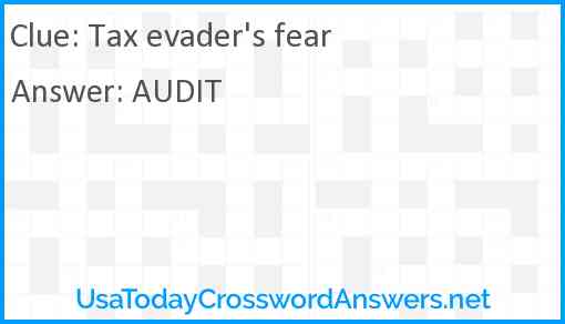 Tax evader's fear Answer