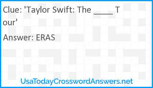 'Taylor Swift: The ____ Tour' Answer