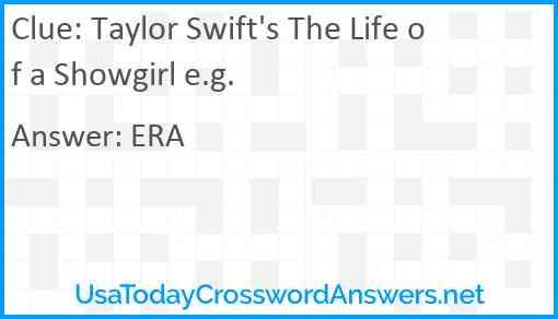 Taylor Swift's The Life of a Showgirl e.g. Answer