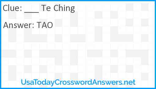 ___ Te Ching Answer