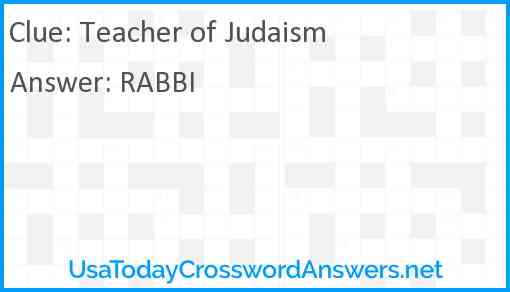 Teacher of Judaism Answer