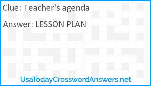 Teacher's agenda Answer