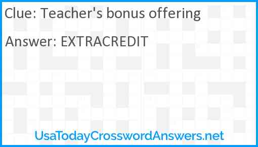 Teacher's bonus offering Answer