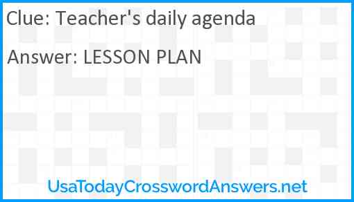 Teacher's daily agenda Answer
