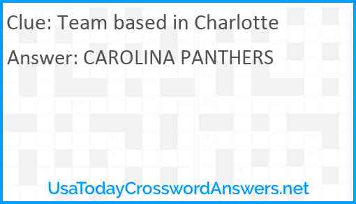 Team based in Charlotte Answer