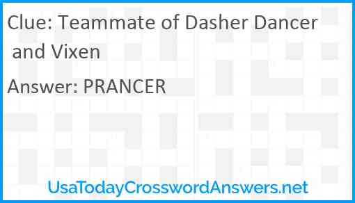 Teammate of Dasher Dancer and Vixen Answer