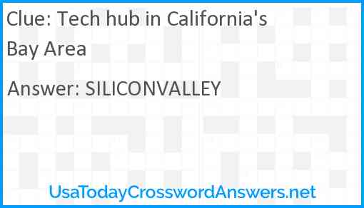 Tech hub in California's Bay Area Answer