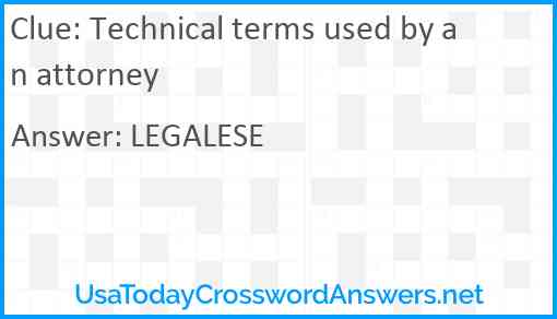 Technical terms used by an attorney Answer