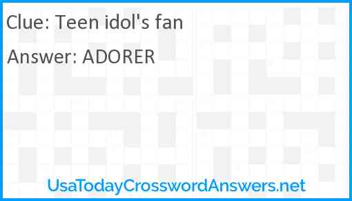 Teen idol's fan Answer