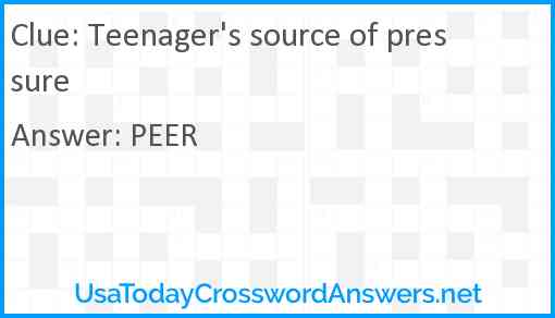 Teenager's source of pressure Answer