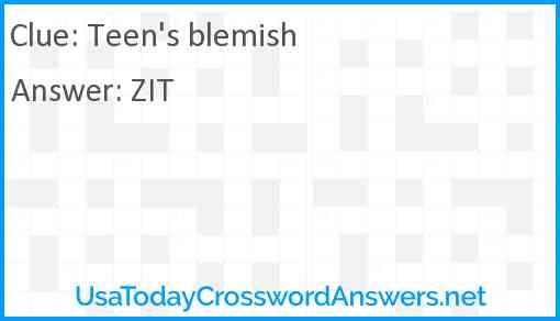 Teen's blemish Answer