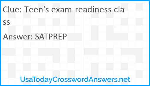 Teen's exam-readiness class Answer