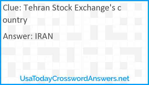 Tehran Stock Exchange's country Answer