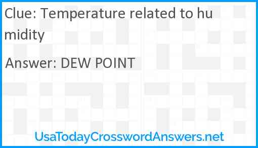 Temperature related to humidity Answer