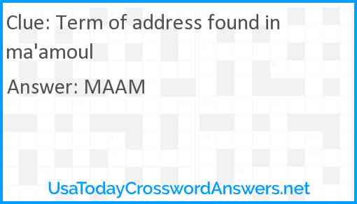 Term of address found in ma'amoul Answer