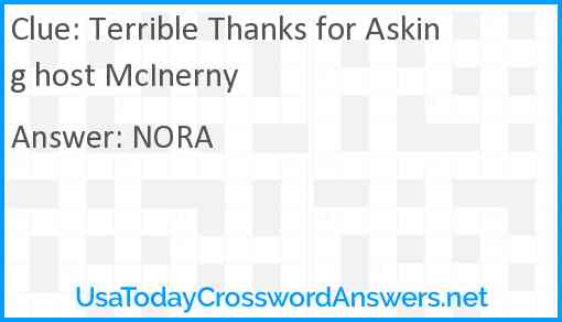 Terrible Thanks for Asking host McInerny Answer