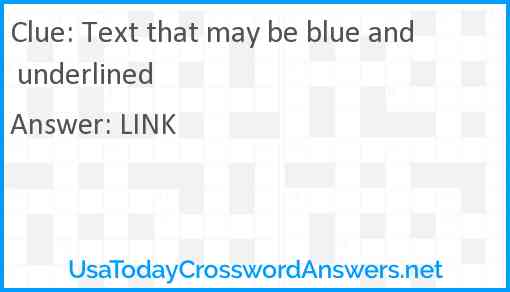 Text that may be blue and underlined Answer