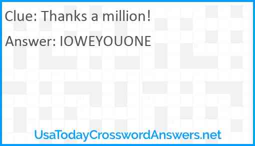 Thanks a million! Answer