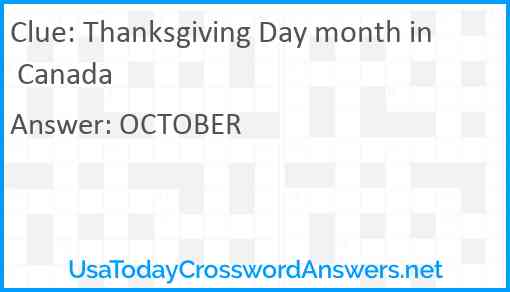 Thanksgiving Day month in Canada Answer