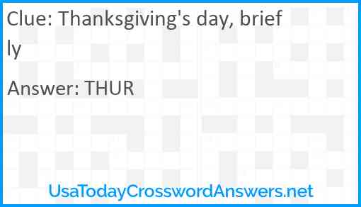 Thanksgiving's day, briefly Answer