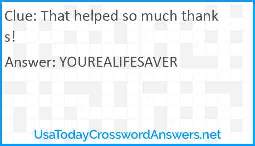 That helped so much thanks! Answer