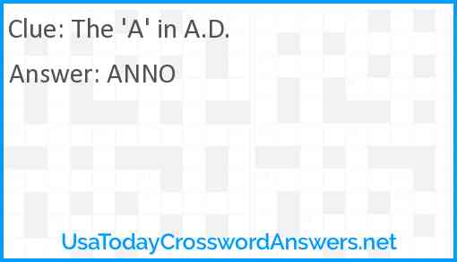 The 'A' in A.D. Answer