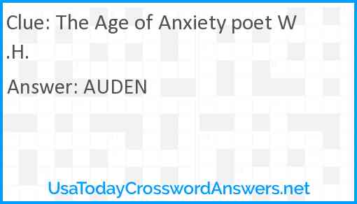 The Age of Anxiety poet W.H. Answer