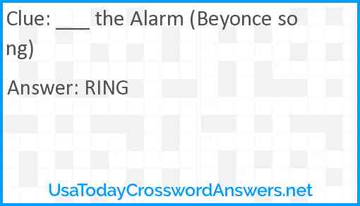 ___ the Alarm (Beyonce song) Answer