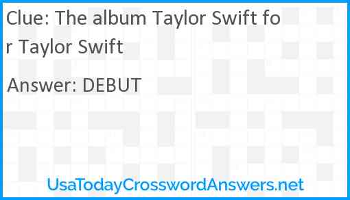 The album Taylor Swift for Taylor Swift Answer
