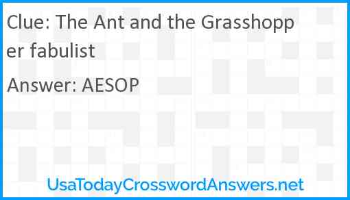 The Ant and the Grasshopper fabulist Answer