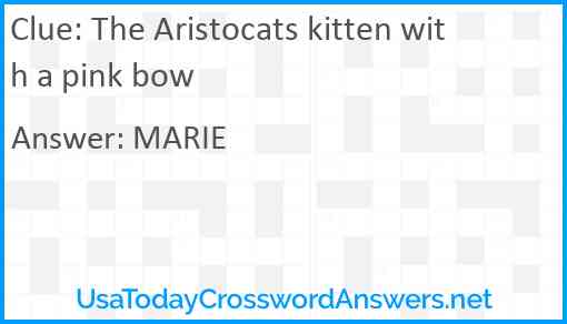 The Aristocats kitten with a pink bow Answer