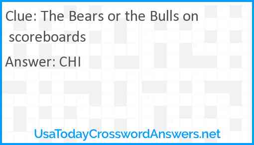 The Bears or the Bulls on scoreboards Answer