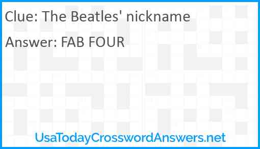 The Beatles' nickname Answer