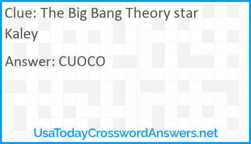 The Big Bang Theory star Kaley Answer