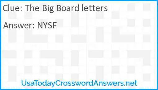 The Big Board letters Answer