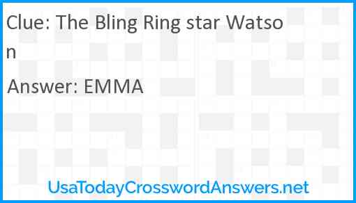 The Bling Ring star Watson Answer