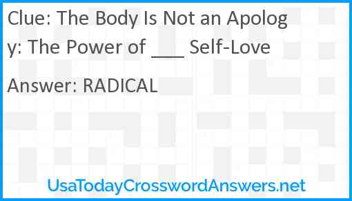 The Body Is Not an Apology: The Power of ___ Self-Love Answer
