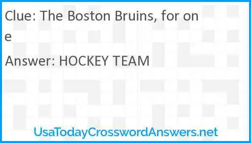 The Boston Bruins, for one Answer