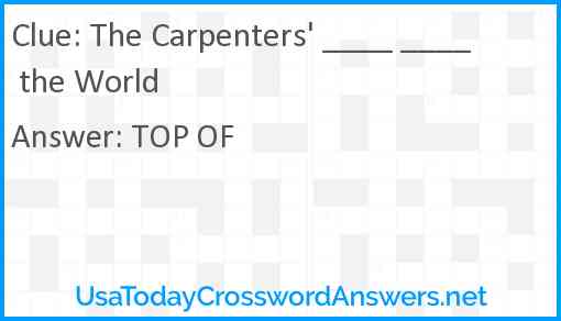 The Carpenters' ____ ____ the World Answer