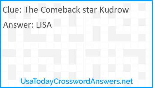 The Comeback star Kudrow Answer