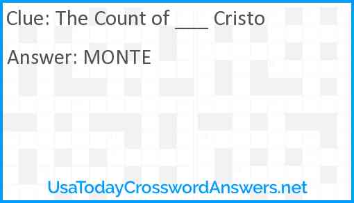 The Count of ___ Cristo Answer