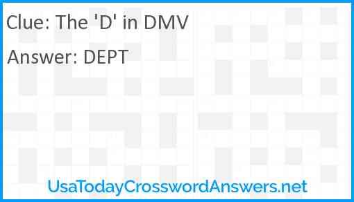 The 'D' in DMV Answer