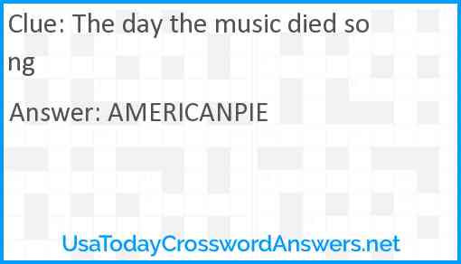 The day the music died song Answer