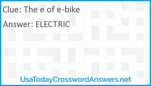 The e of e-bike Answer