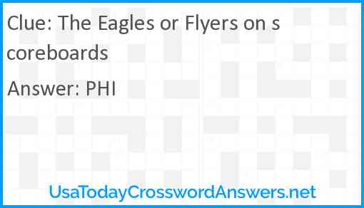 The Eagles or Flyers on scoreboards Answer