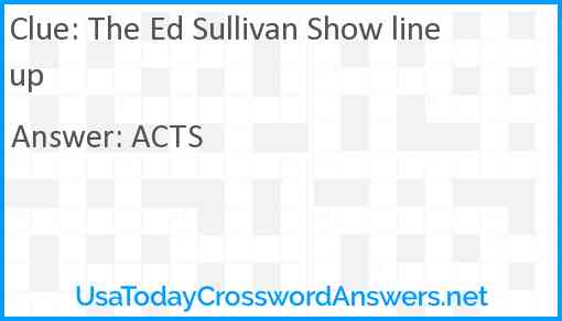 The Ed Sullivan Show lineup Answer