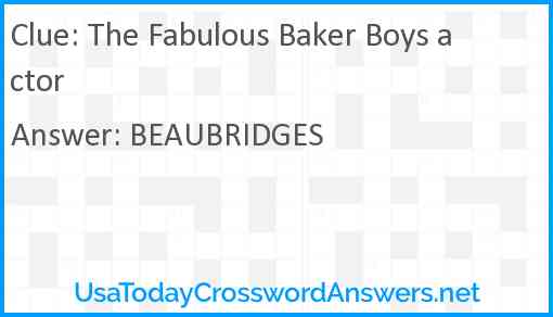 The Fabulous Baker Boys actor Answer